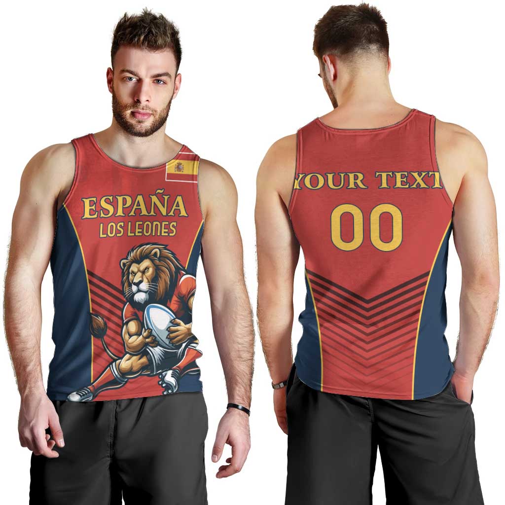 Custom Spain Rugby Men Tank Top Los Leones Lion Mascot - Wonder Print Shop