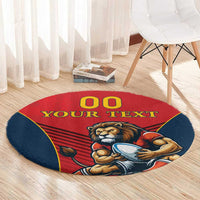 Custom Spain Rugby Round Carpet Los Leones Lion Mascot - Wonder Print Shop