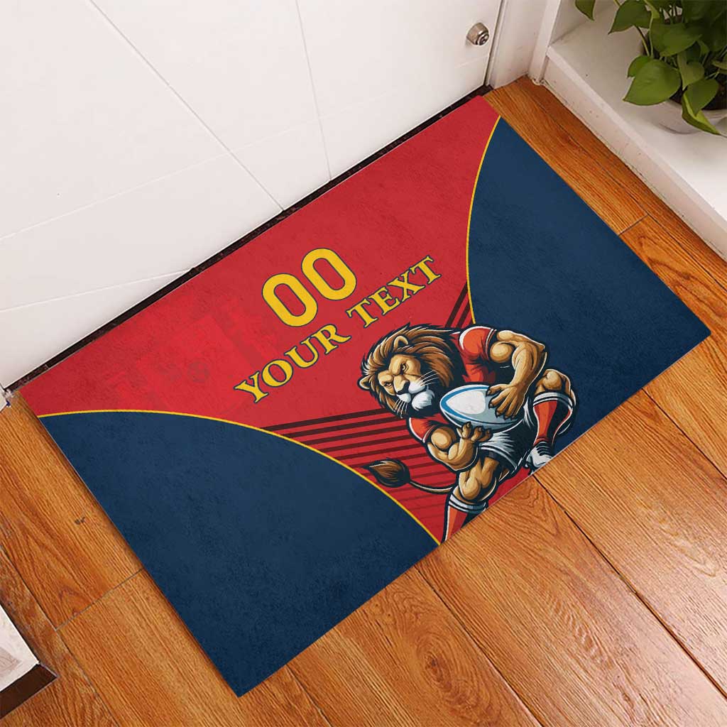 Custom Spain Rugby Rubber Doormat Los Leones Lion Mascot - Wonder Print Shop