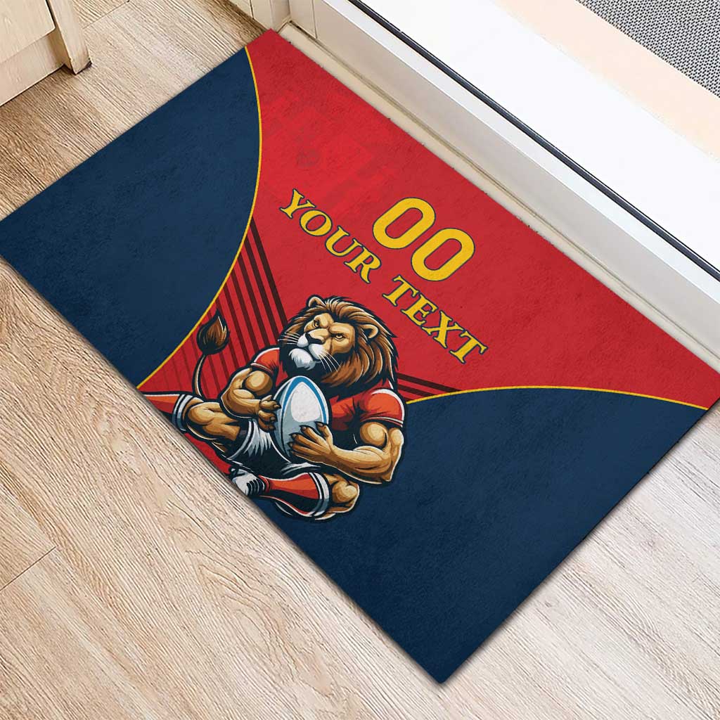 Custom Spain Rugby Rubber Doormat Los Leones Lion Mascot - Wonder Print Shop