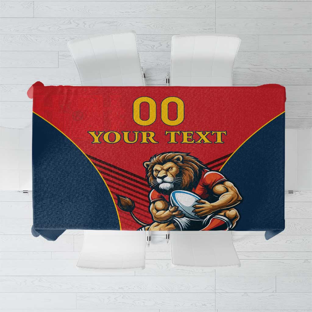 Custom Spain Rugby Tablecloth Los Leones Lion Mascot - Wonder Print Shop