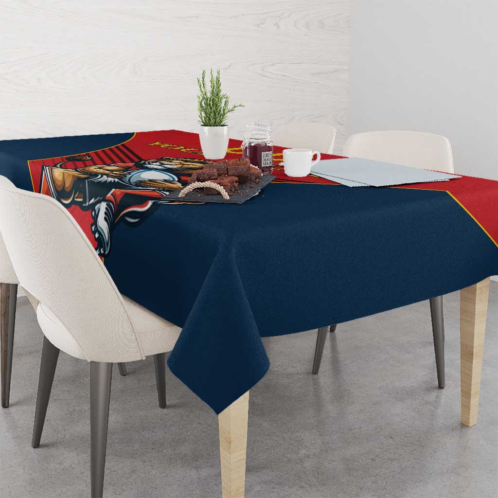 Custom Spain Rugby Tablecloth Los Leones Lion Mascot - Wonder Print Shop
