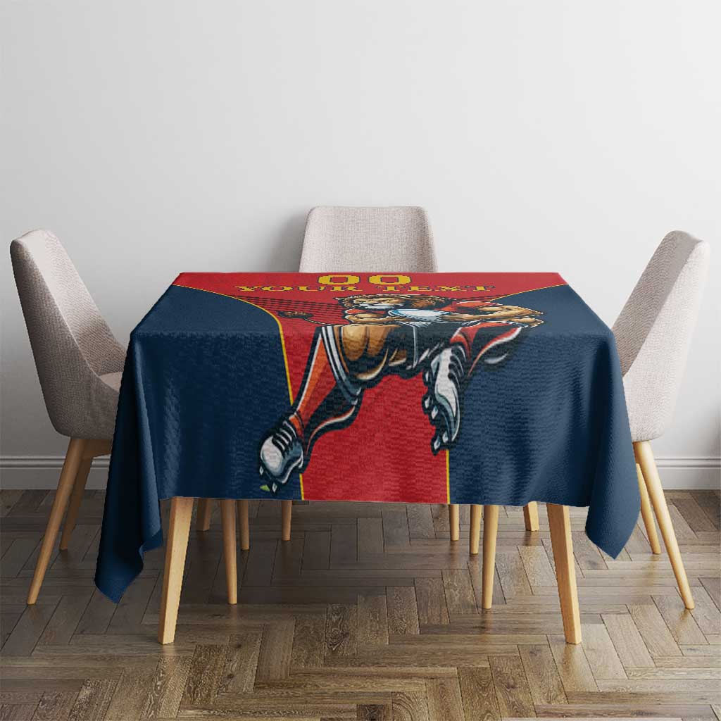 Custom Spain Rugby Tablecloth Los Leones Lion Mascot - Wonder Print Shop