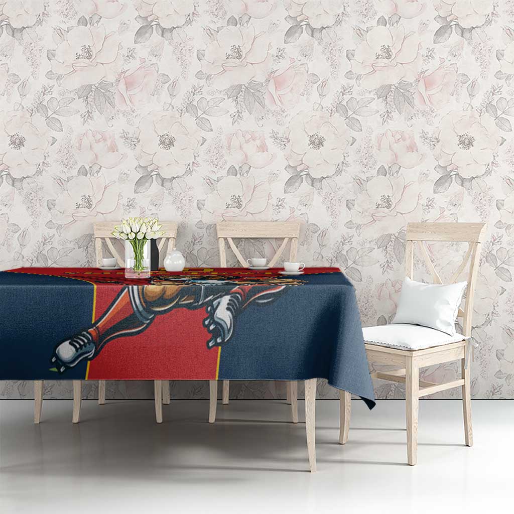 Custom Spain Rugby Tablecloth Los Leones Lion Mascot - Wonder Print Shop