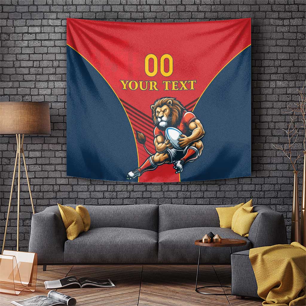 Custom Spain Rugby Tapestry Los Leones Lion Mascot - Wonder Print Shop