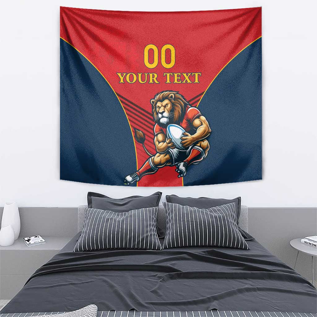 Custom Spain Rugby Tapestry Los Leones Lion Mascot - Wonder Print Shop