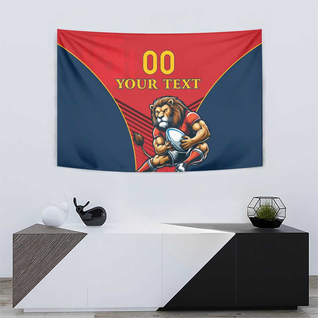 Custom Spain Rugby Tapestry Los Leones Lion Mascot - Wonder Print Shop