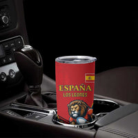 Custom Spain Rugby Tumbler Cup Los Leones Lion Mascot - Wonder Print Shop