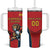 Custom Spain Rugby Tumbler With Handle Los Leones Lion Mascot - Wonder Print Shop