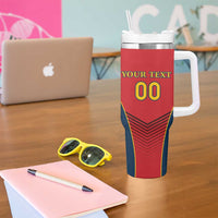 Custom Spain Rugby Tumbler With Handle Los Leones Lion Mascot - Wonder Print Shop