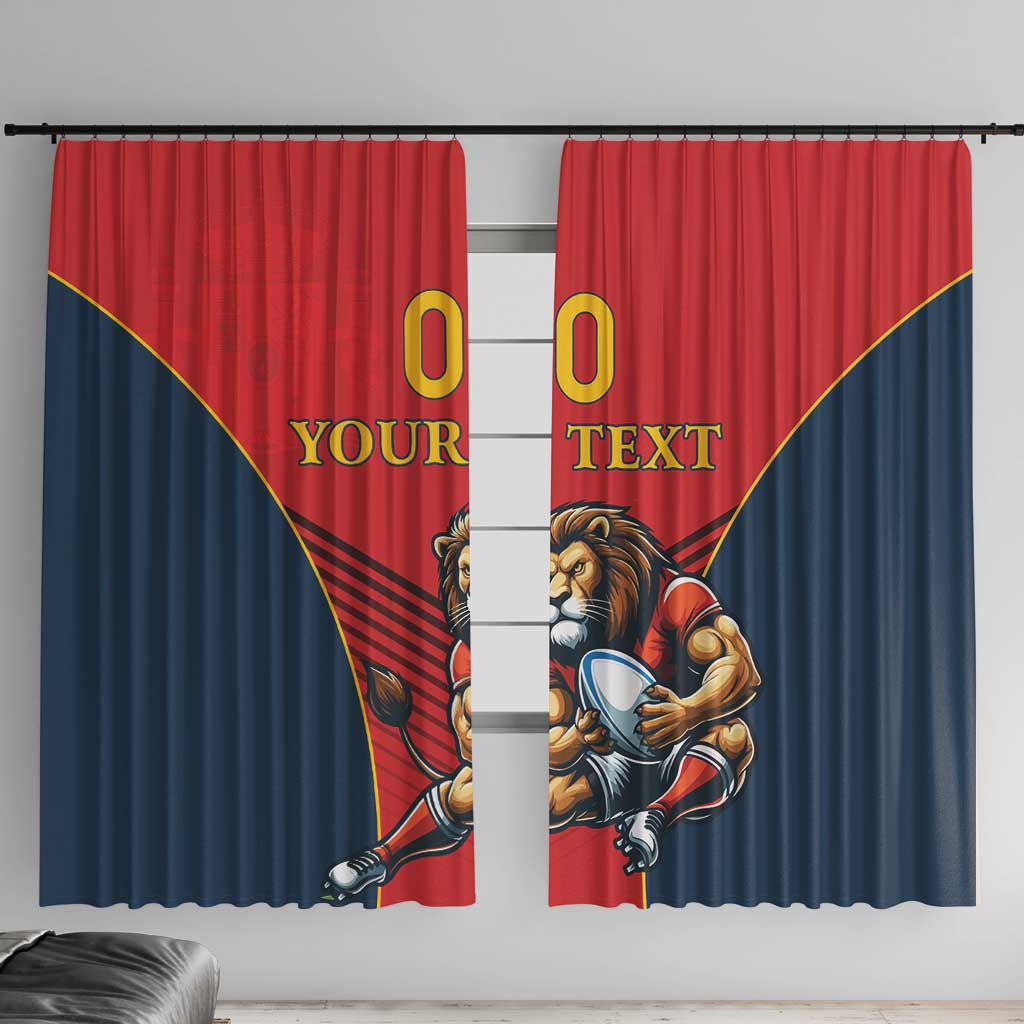 Custom Spain Rugby Window Curtain Los Leones Lion Mascot - Wonder Print Shop