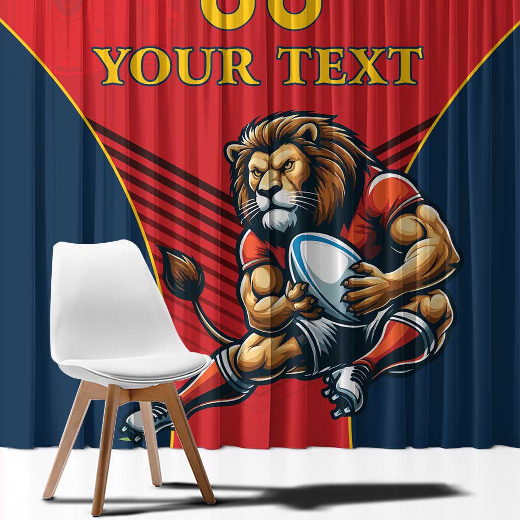 Custom Spain Rugby Window Curtain Los Leones Lion Mascot - Wonder Print Shop