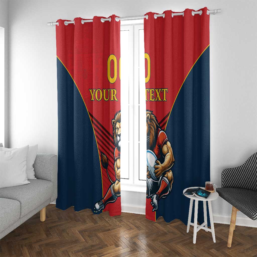 Custom Spain Rugby Window Curtain Los Leones Lion Mascot - Wonder Print Shop