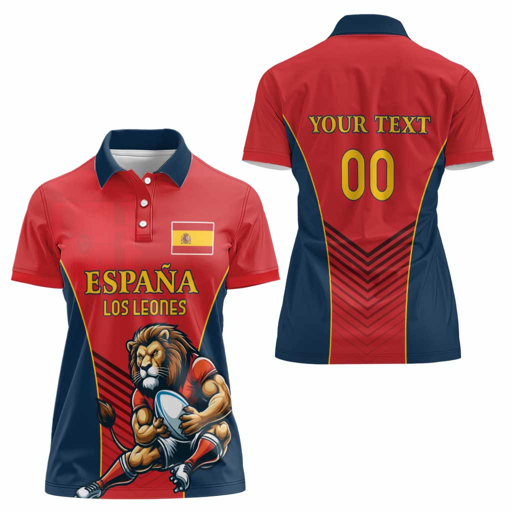 Custom Spain Rugby Women Polo Shirt Los Leones Lion Mascot - Wonder Print Shop