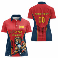 Custom Spain Rugby Women Polo Shirt Los Leones Lion Mascot - Wonder Print Shop