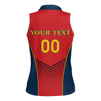 Custom Spain Rugby Women Sleeveless Polo Shirt Los Leones Lion Mascot - Wonder Print Shop