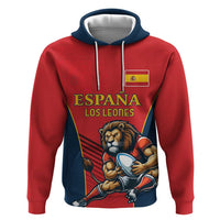Custom Spain Rugby Zip Hoodie Los Leones Lion Mascot - Wonder Print Shop