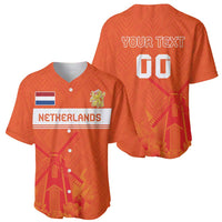 Custom Netherlands Rugby Baseball Jersey Windmill and Tulips With Jersey Pattern