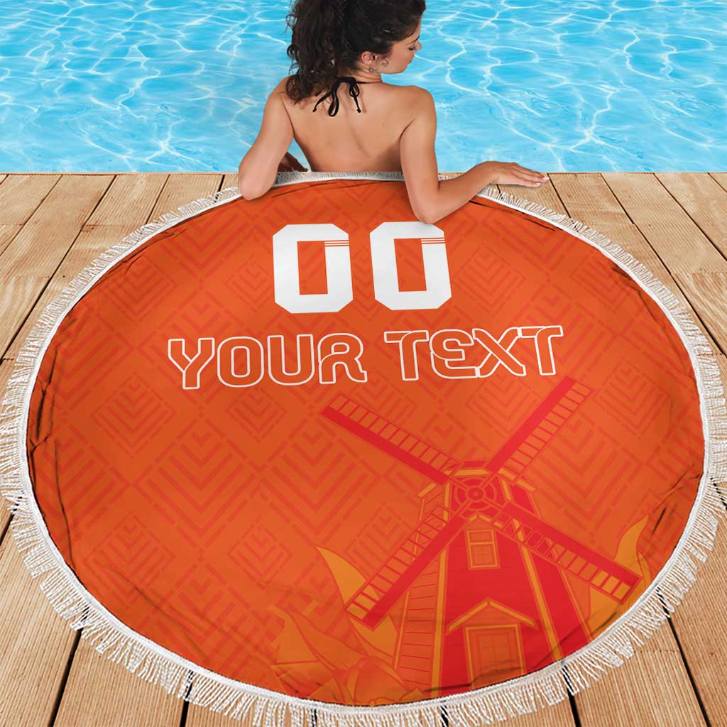 Custom Netherlands Rugby Beach Blanket Windmill and Tulips With Jersey Pattern LT18