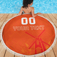 Custom Netherlands Rugby Beach Blanket Windmill and Tulips With Jersey Pattern LT18