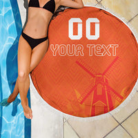 Custom Netherlands Rugby Beach Blanket Windmill and Tulips With Jersey Pattern LT18