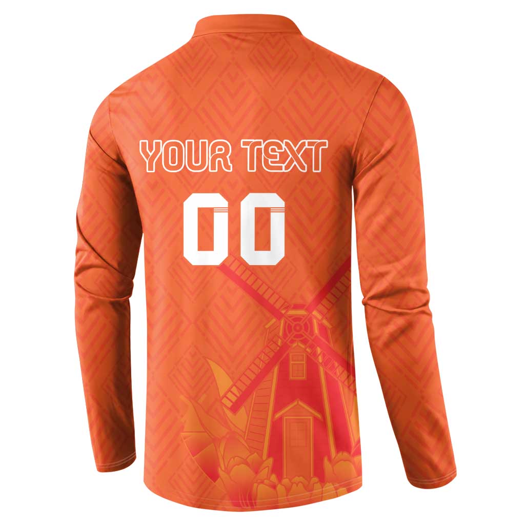 Custom Netherlands Rugby Button Sweatshirt Windmill and Tulips With Jersey Pattern