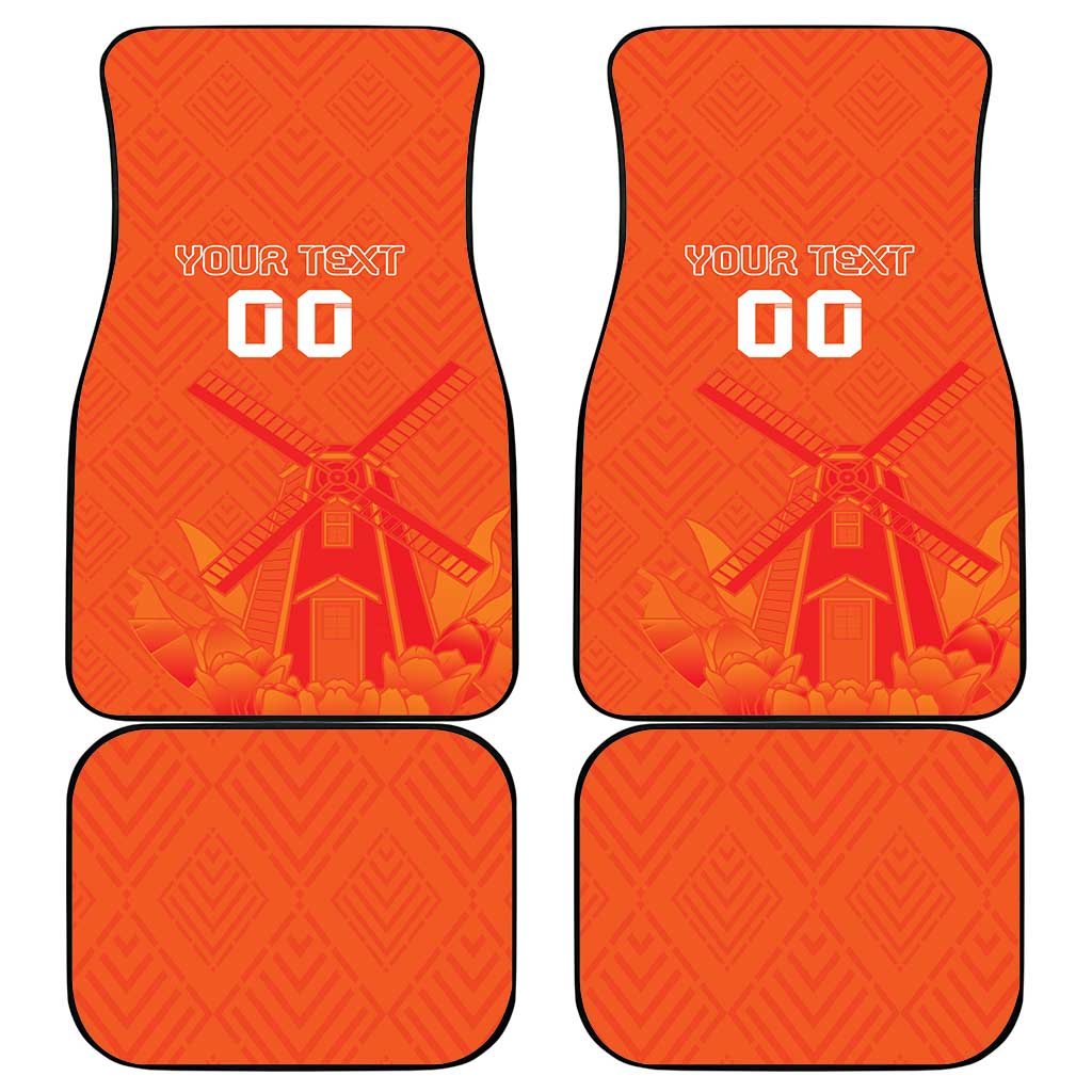 Custom Netherlands Rugby Car Mats Windmill and Tulips With Jersey Pattern LT18