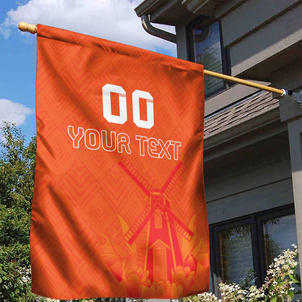 Custom Netherlands Rugby Garden Flag Windmill and Tulips With Jersey Pattern - Wonder Print Shop