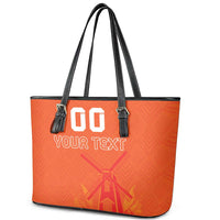 Custom Netherlands Rugby Leather Tote Bag Windmill and Tulips With Jersey Pattern LT18