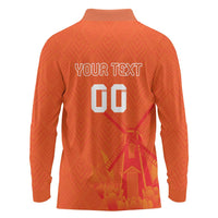 Custom Netherlands Rugby Long Sleeve Polo Shirt Windmill and Tulips With Jersey Pattern - Wonder Print Shop