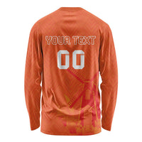 Custom Netherlands Rugby Long Sleeve Shirt Windmill and Tulips With Jersey Pattern - Wonder Print Shop