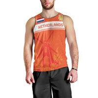 Custom Netherlands Rugby Men Tank Top Windmill and Tulips With Jersey Pattern - Wonder Print Shop