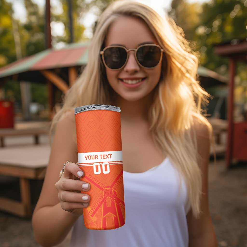 Custom Netherlands Rugby Skinny Tumbler Windmill and Tulips With Jersey Pattern - Wonder Print Shop