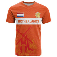 Custom Netherlands Rugby T Shirt Windmill and Tulips With Jersey Pattern - Wonder Print Shop