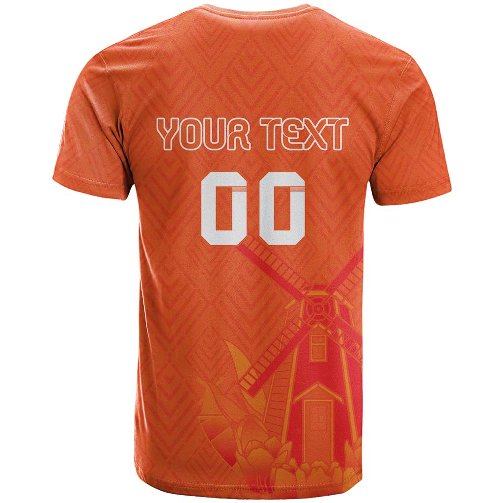 Custom Netherlands Rugby T Shirt Windmill and Tulips With Jersey Pattern - Wonder Print Shop