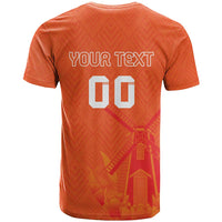 Custom Netherlands Rugby T Shirt Windmill and Tulips With Jersey Pattern - Wonder Print Shop