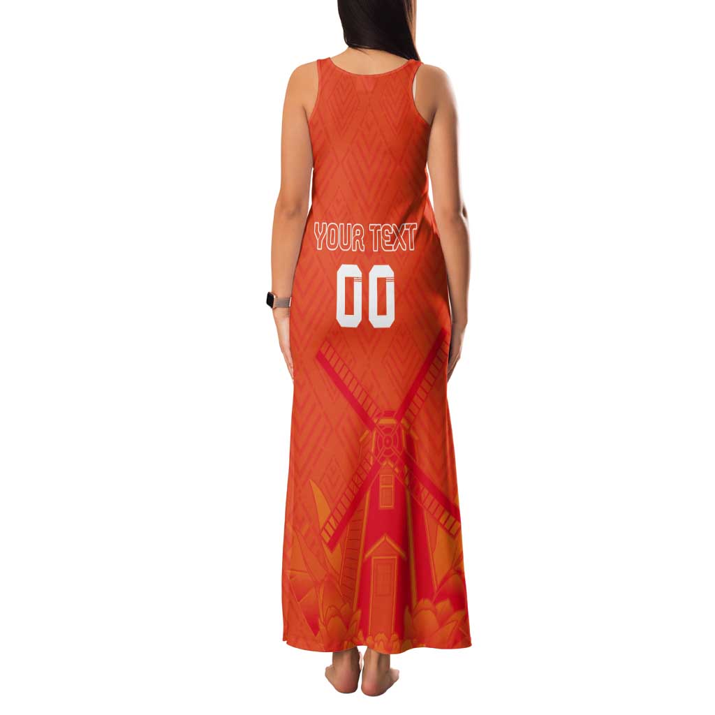 Custom Netherlands Rugby Tank Maxi Dress Windmill and Tulips With Jersey Pattern - Wonder Print Shop