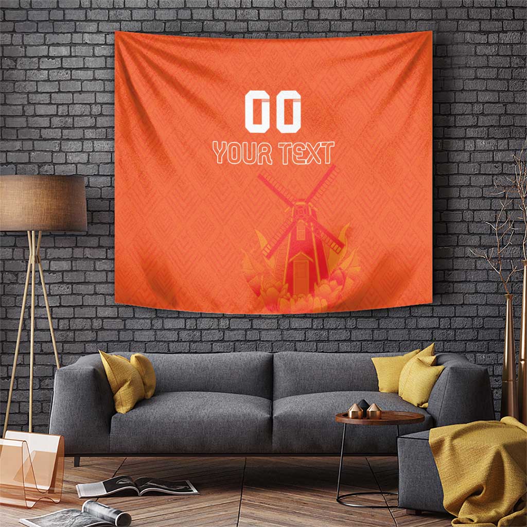 Custom Netherlands Rugby Tapestry Windmill and Tulips With Jersey Pattern - Wonder Print Shop