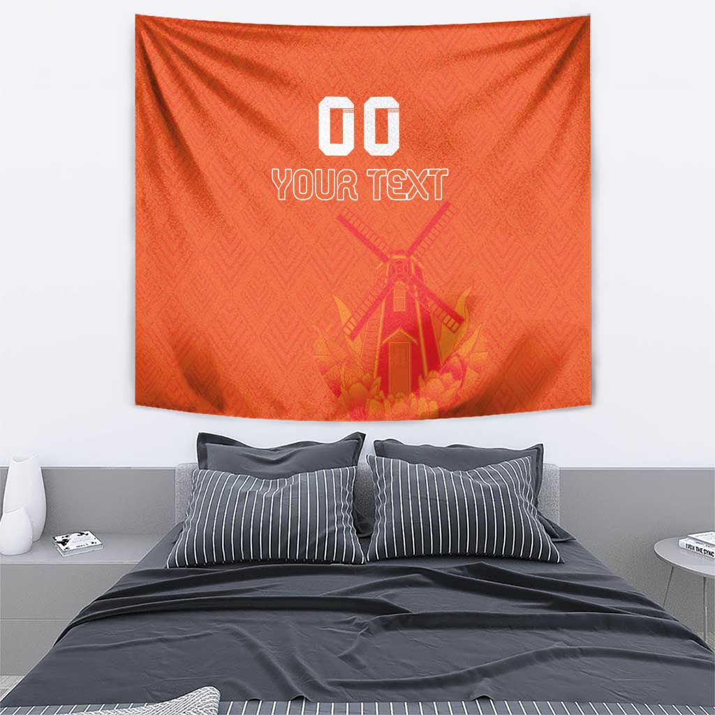 Custom Netherlands Rugby Tapestry Windmill and Tulips With Jersey Pattern - Wonder Print Shop