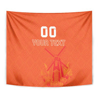 Custom Netherlands Rugby Tapestry Windmill and Tulips With Jersey Pattern - Wonder Print Shop