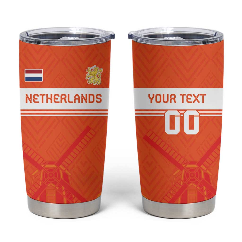 Custom Netherlands Rugby Tumbler Cup Windmill and Tulips With Jersey Pattern - Wonder Print Shop