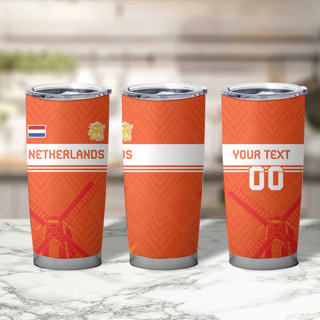 Custom Netherlands Rugby Tumbler Cup Windmill and Tulips With Jersey Pattern - Wonder Print Shop