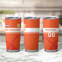 Custom Netherlands Rugby Tumbler Cup Windmill and Tulips With Jersey Pattern - Wonder Print Shop