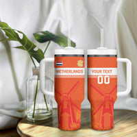 Custom Netherlands Rugby Tumbler With Handle Windmill and Tulips With Jersey Pattern - Wonder Print Shop