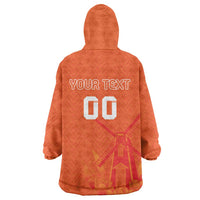 Custom Netherlands Rugby Wearable Blanket Hoodie Windmill and Tulips With Jersey Pattern - Wonder Print Shop