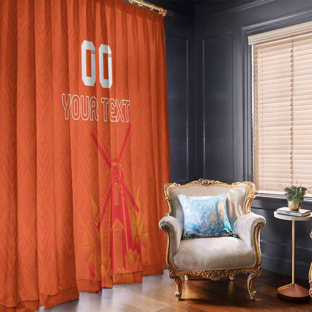 Custom Netherlands Rugby Window Curtain Windmill and Tulips With Jersey Pattern - Wonder Print Shop