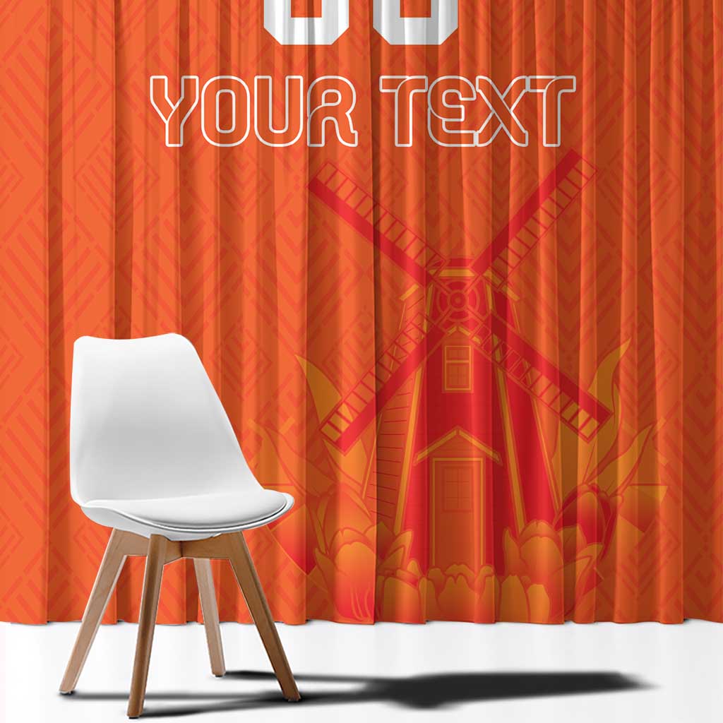 Custom Netherlands Rugby Window Curtain Windmill and Tulips With Jersey Pattern - Wonder Print Shop
