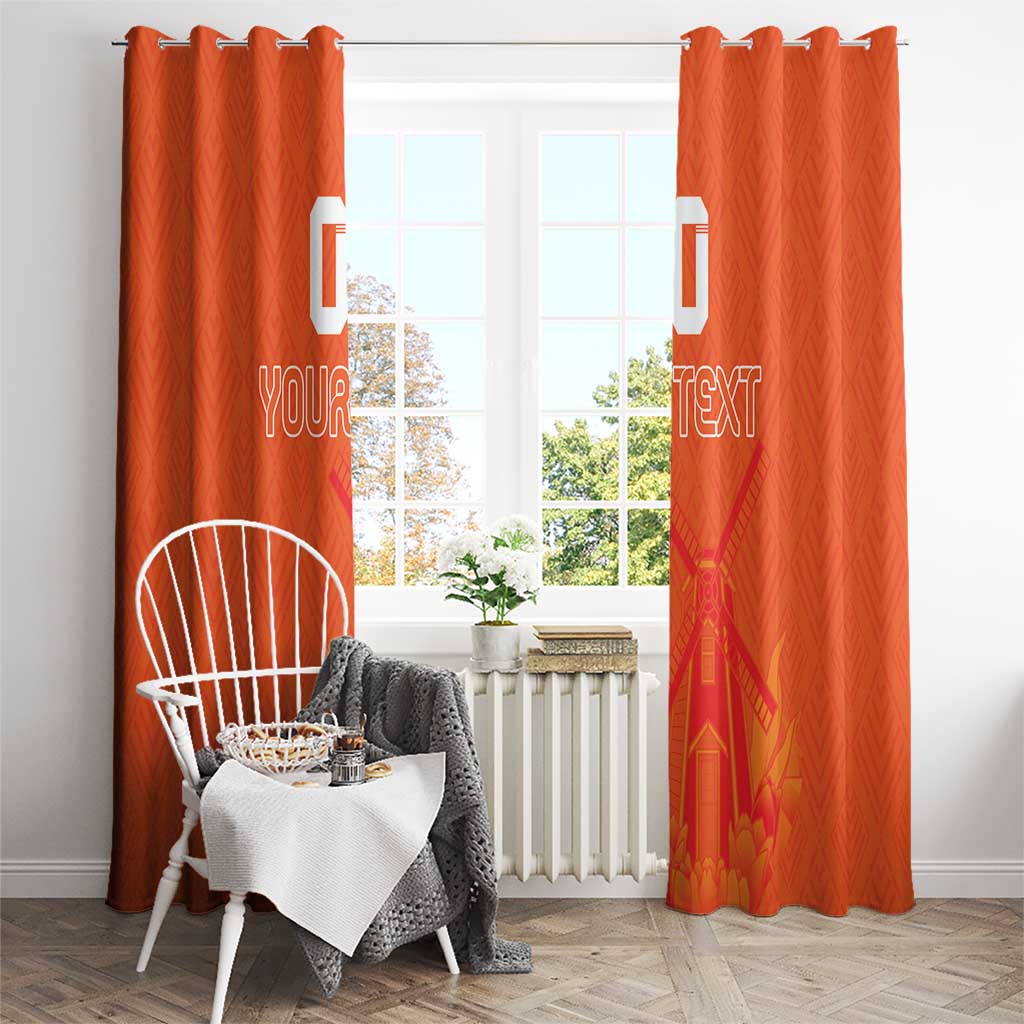 Custom Netherlands Rugby Window Curtain Windmill and Tulips With Jersey Pattern - Wonder Print Shop