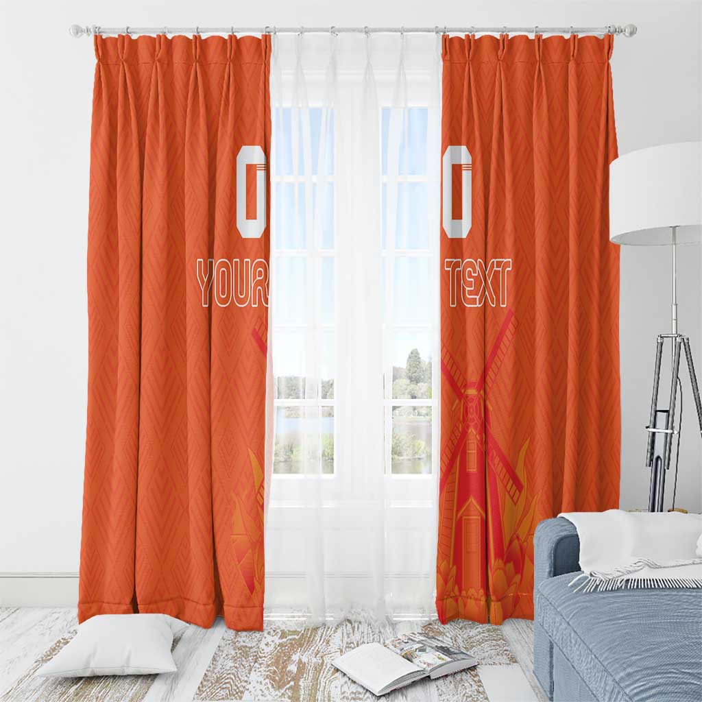 Custom Netherlands Rugby Window Curtain Windmill and Tulips With Jersey Pattern - Wonder Print Shop