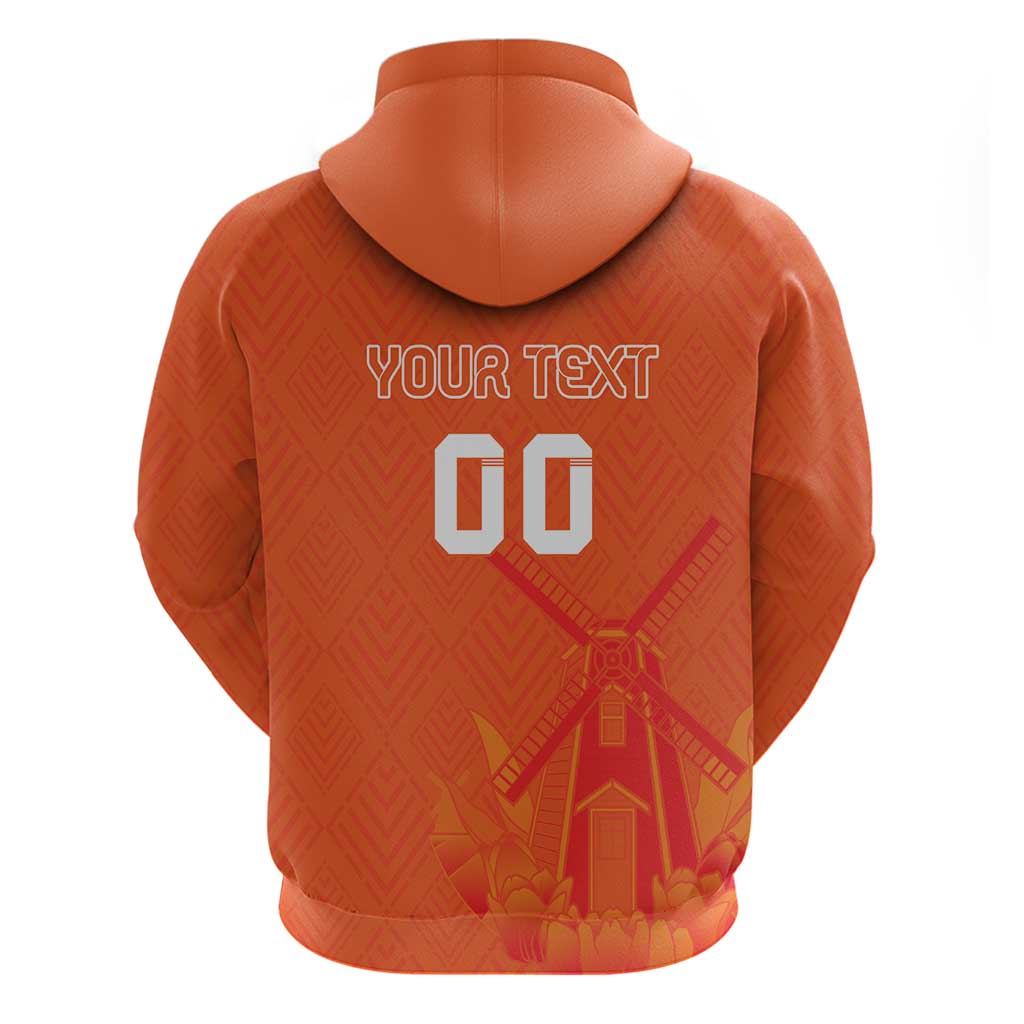 Custom Netherlands Rugby Zip Hoodie Windmill and Tulips With Jersey Pattern - Wonder Print Shop